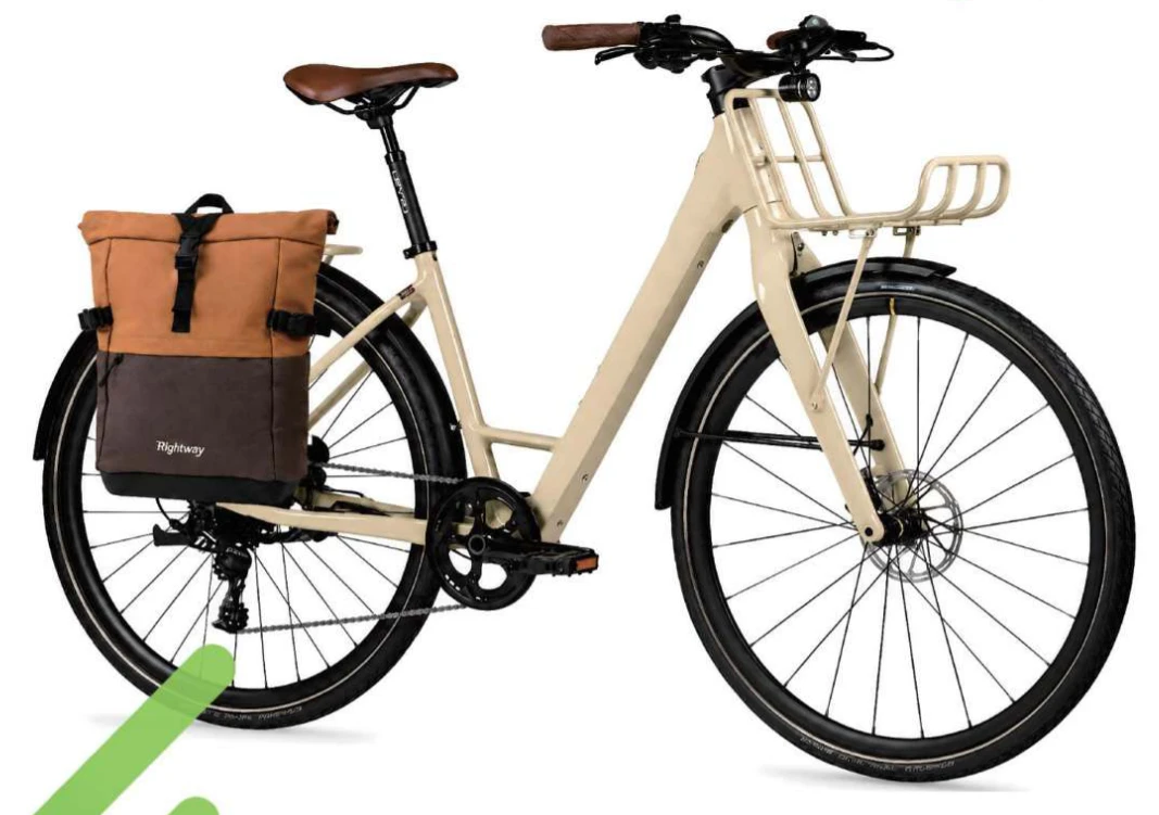 Zhengxing tan pannier fitted to a cream city bicycle